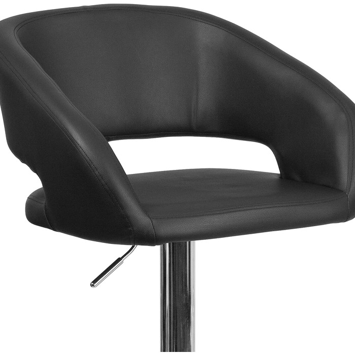 Барний стілець Flash Furniture, регульований по висоті, металевий, хромована основа, чорний вініл, 58,4×57,2×37,5 см