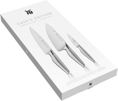 Набір кухонних ножів WMF Chef's Edition (3 предмети), ковані, зі спеціальної сталі Performance Cut у дерев'яному боксі, Made in Germany