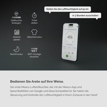 Meaco MeacoDry Arete® Two 25L: Повітряний осушувач та очищувач з HEPA-фільтром H13, Wi-Fi, інтелектуальні режими, 5 років гарантії