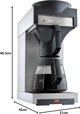 Кавоварка Melitta 20348 з фільтром, скляна колба, 1,8 л, підігрів, нержавіюча сталь/чорна
