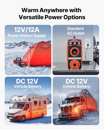 Дизельний опалювач VEVOR 8 кВт, 12/24 В, портативний з Bluetooth, пультом ДУ та LCD-дисплеєм, 5 л бак, для вантажівок та автодому