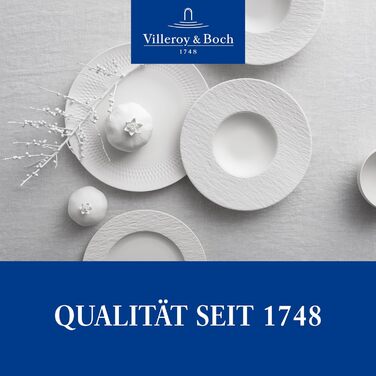 Villeroy & Boch Manufacture Rock Blanc набір посуду 6 предметів, білий, преміум порцеляна, сучасний дизайн, для сервірування, можна мити в посудомийній машині та використовувати в мікрохвильовці: тарілки, паста-тарілки, миски для мюслі, стартовий набір