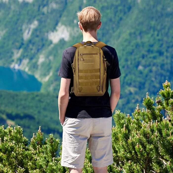 Тактичний рюкзак HUNTVP 20 л водостійкий Molle для спорту, школи, ноутбука, міський, військовий, коричневий