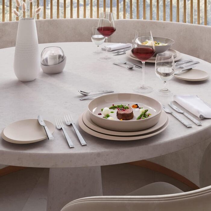Сервіз столовий Villeroy & Boch NewMoon бежевий, 12 предметів, порцеляна преміум, тарілки 27 см та 24 см для 6 осіб