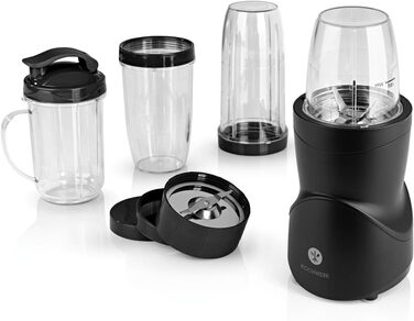 Блендер KOCHWERK Smoothie Maker 12-в-1, 4 чаші, To-Go кришка, подрібнення льоду, для фруктів, овочів і горіхів, міні-стаціонарний, BPA-Free, чорний
