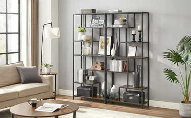 Стелаж Songmics у стилі лофт, 80 x 30 x 180 см, чорний/рустикальний дуб