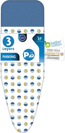 LaundrySpecialist® Чохол для прасувальної дошки L/XL 134x49 см з термостійкою зоною паркування, блакитний – комфортний, захист від пригару
