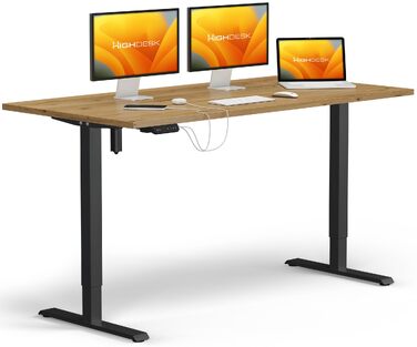 Електричний стіл KRIEG HighDesk SMART з регулюванням висоти 140x80 см, чорний/дуб - стіл для роботи сидячи та стоячи