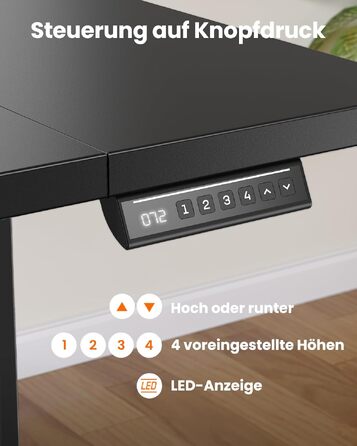 Регульований по висоті письмовий стіл ErGear з шухлядою, 160x80 см, білий — електричний стіл для роботи та навчання, смарт-панель з 4 рівнями пам'яті, стійка T-подібна основа