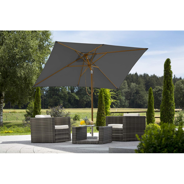 Сонячна парасоля Schneider Malaga 300x200 см, прямокутна, антрацит, алюмінієво-сталевий каркас, поліестер
