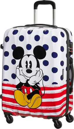 Чемодан American Tourister Disney Legends Mickey Blue Dots, синій, з принтом Міккі Мауса, жорсткий пластик