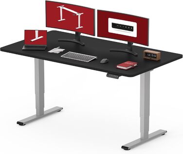 Електричний стіл SANODESK з регулюванням висоти, ергономічна робоча поверхня 120x80 см, безшумний двомоторний механізм