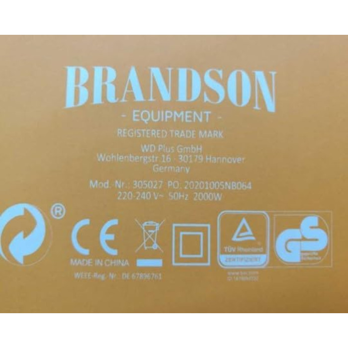Керамічний обігрівач Brandson 2000 Вт з дистанційним керуванням, енергоощадний, тихий, для ванної кімнати, з осциляцією, сріблястий, сертифікат GS, переможець 2024 року