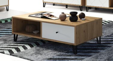 Тумба Trendteam Smart Living Touch з масиву дуба Artisan/білий колір - комод з 2 дверцятами та 4 відділеннями (110x37x60 см)