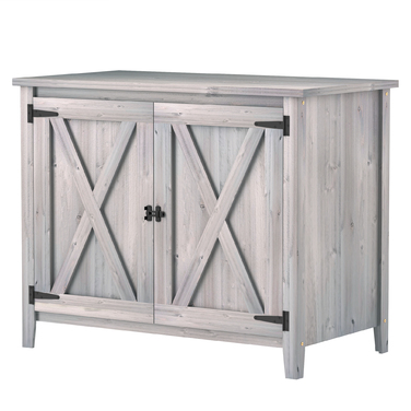 Outsunny Garden Шафа з дерева, Садовий сарай стійкий до погодних умов 110x60x88.5 см, Садовий сарай з дверима, Складний дах, Полиці, Садова шафа, Садовий сарай Шафа для інструментів Садовий сарай для патіо Задній двір, світло-сірий