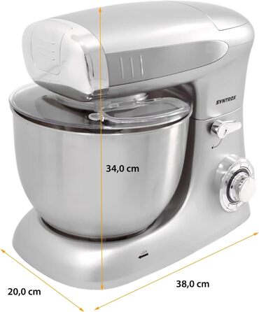 Кухонна машина Syntrox Germany Deluxe 1300 Вт, міксер і м’ясорубка 2-в-1, з аксесуарами, срібляста