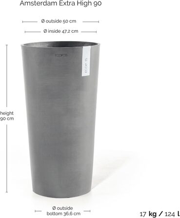 Квітчар Ecopots: великий квітчар для квітів, сірий, 49.8 x 49.8 x 91 см