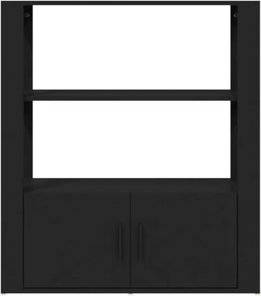 Шафа-комод vidaXL чорна 80x30x90 см, деревостружкова плита, багатофункціональна тумба для вітальні, книг і зберігання