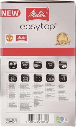 Кавоварка фільтраційна Melitta Easy Top з глечиком, 10 чашок, чорна, функція захисту від капання