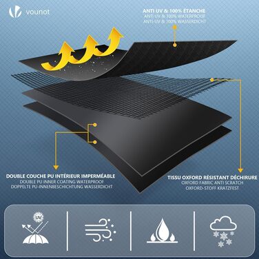 Чохол захисний для садових меблів VOUNOT водонепроникний 242x162x73 см, Anti-UV 420D Oxford
