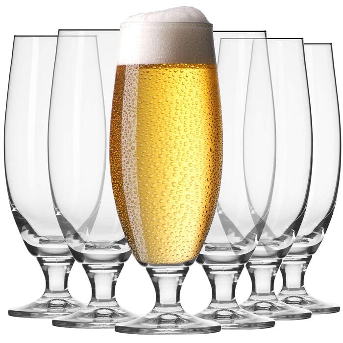 Склянки для пива Krosno Biergläser 500 мл, набір 6 шт. Універсальні склянки для пива та крафтового пива, елегантний дизайн 