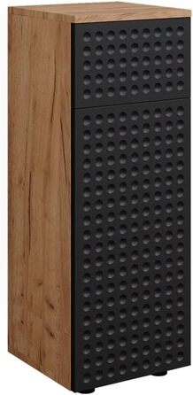Середня шафа для ванної Vicco Irma, золота дубова/антрацит, 30x81 см, 1 шухляда, 2 полиці, антрацит з точковим візерунком