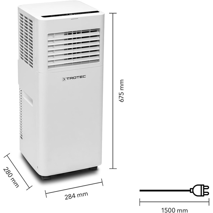 TROTEC PAC 2015 E: Мобільний кондиціонер 3-в-1 (2 кВт/7000 BTU) – Охолодження, Вентиляція, Зволоження, Таймер