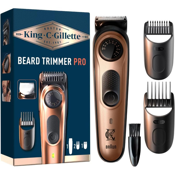 Електричний тример для бороди King C. Gillette Pro для чоловіків, 40 довжин, знімні леза з нержавіючої сталі, водонепроникний