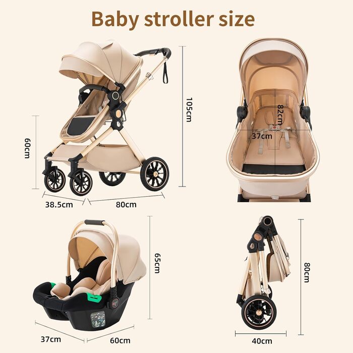 Дитячий візок 3 в 1 Kinderwagen Alltags Buggy, алюмінієва рама, темно-сірий (U9-X)