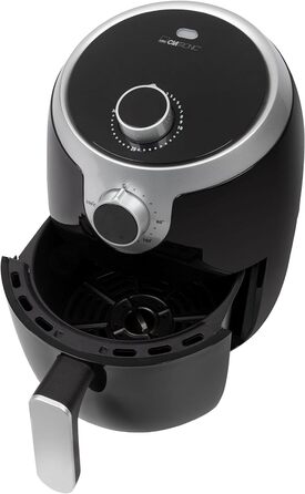Аерофритюрниця Clatronic FR 3769 H, 1,8 л, без олії, 1000 Вт, чорна/срібляста, для картоплі фрі, курячих крилець та іншого