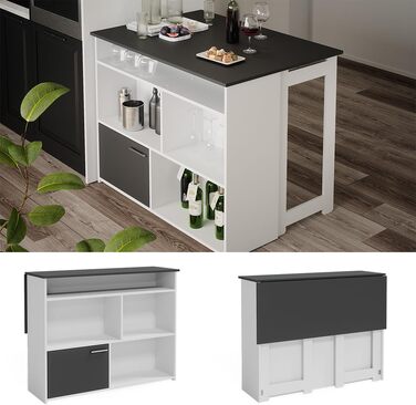 Барний набір Vicco Dominic Goldkraft Дуб/Антрацит, 116x37 см з 2 барними стільцями, складний стіл для кухні та невеликих приміщень