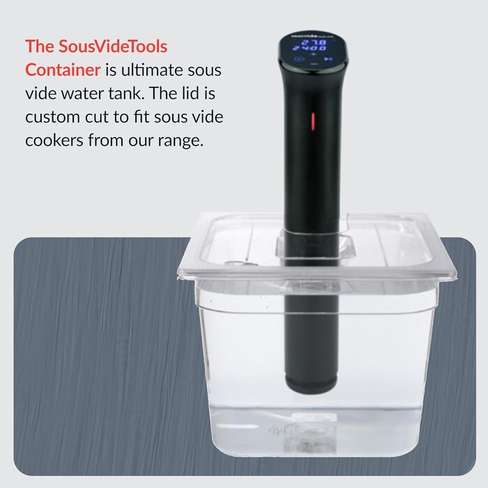 Контейнер для су-від SousVideTools полікарбонатний 11.6 л з кришкою, для Anova, прозорий, без BPA, антипригарний, для приготування їжі, можна мити в посудомийній машині