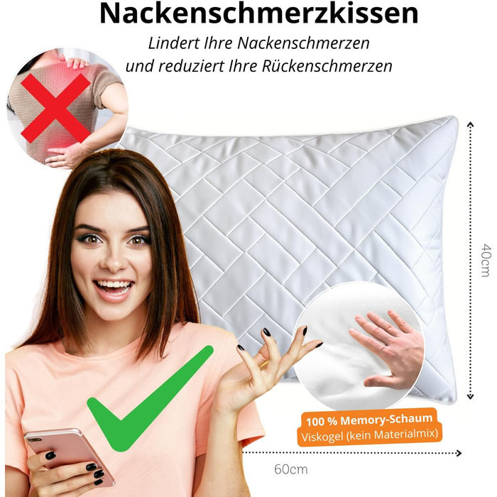 Ортопедична подушка для шиї з Memory Foam 40x60 см: підтримка, зняття болю, комфортний сон (гарантія)