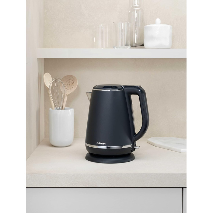 Електрочайник Cuisinart 1,5 л, 3 кВт, бездротовий, сірий матовий, нержавіюча сталь, швидкий нагрів, комплект з тостером