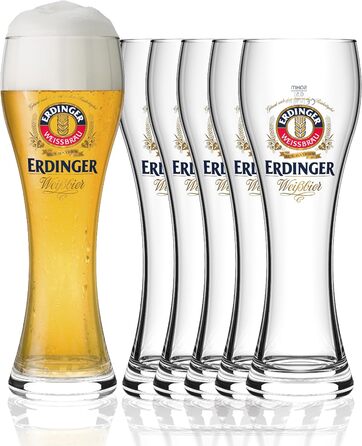 Набір келихів для пшеничного пива ERDINGER 0,5 л, 6 шт — оригінальні склянки для вайсбір, ідеальний подарунок для поціновувачів пива