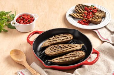 LE CREUSET Signature Сковорода гриль кругла висока з чавуну, 25 см, Червоний (Ofenrot), для всіх типів плит та духовок