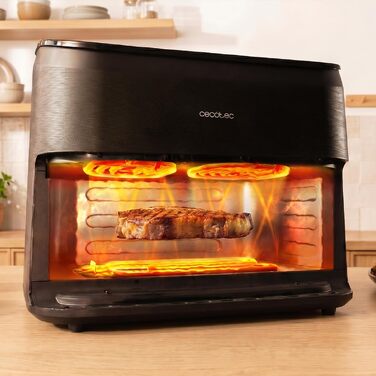 Аерофритюрниця-гриль Cecotec Cecofry&Grill Smokin' 6500 Plus 6.5л, 2200 Вт, з функцією копчення, гриль-платою та вікном, чорна