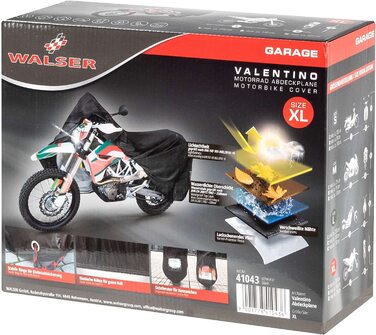 Преміум чохол для мотоцикла WALSER XL, водонепроникний, з ПВХ, для вулиці, чорний, 255x110x135 см