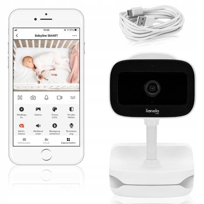 Відеоняня Lionelo Babyline Go: поворотна камера, нічний режим та нічник