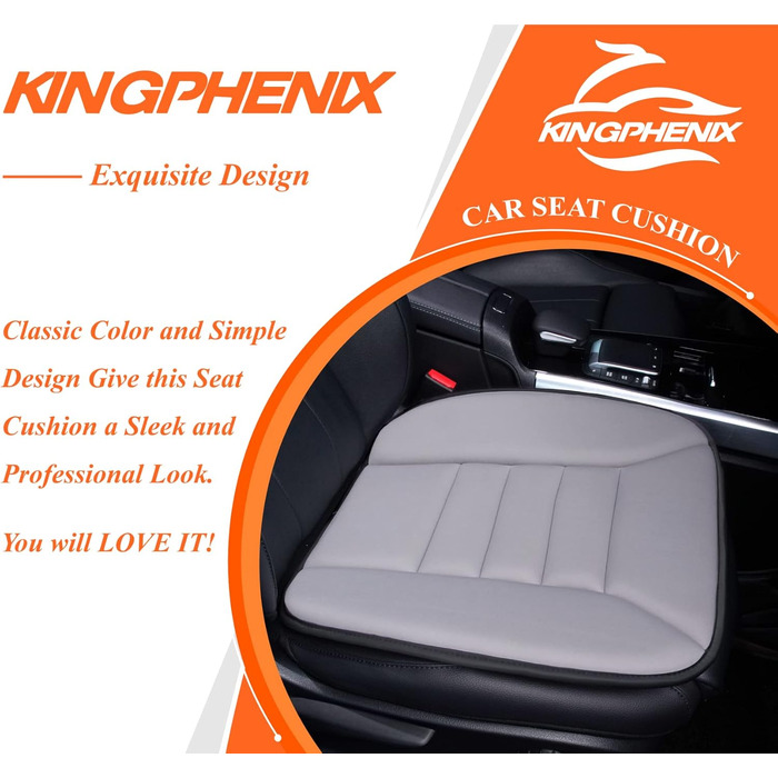 Kingphenix подушка для сидіння з пам'яттю форми 3 см для авто і офісу, світло-сіра