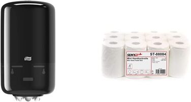 Диспенсер Tork 558008 Mini для паперових рушників M1 + Semy Top рулон 20 см, 2-шаровий, білий, 12 шт.