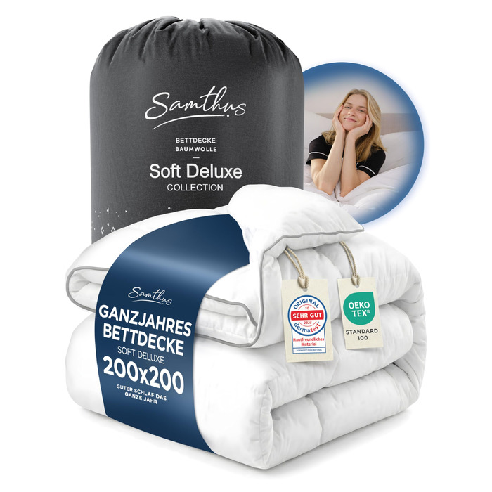 Всесезонна ковдра Samthus Premium 200x200 см, м'яка стібана ковдра для сну