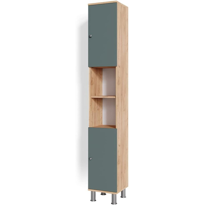 Шафа для ванної Vicco Fynn, дуб золотий/зелений, 30x190 см