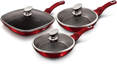 Набір сковорідок Berlinger Haus BH/6189, 6 шт, Metallic Line Burgundy, антипригарне покриття