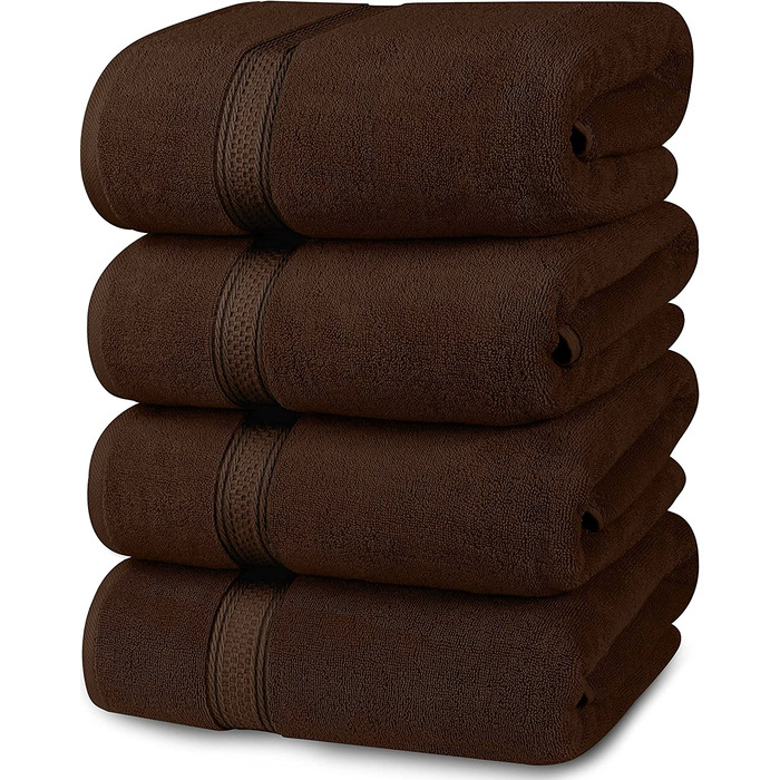 Рушники для ванни Utopia Towels, коричневі – набір 4 шт., преміум 600 г/м², 100% кільцепрядна бавовна, швидковисихаючі, дуже вбираючі, м'які, ідеальні для щоденного використання, 27x54 дюйми