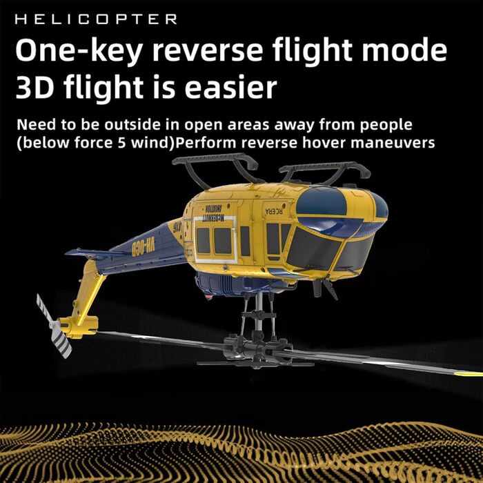 RC Гелікоптер ERA C032 UH-1 Huey, 1/48, 2.4G 6CH, Стабілізатор, Утримання висоти, 3D Дрон (Жовтий)