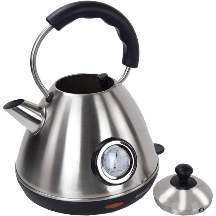 Електрочайник Syntrox Germany WK-2200W-1.7T 2200 Вт 1,7 л нержавіюча сталь з термометром, бездротовий, 360°
