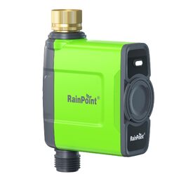 Таймер для поливу RainPoint WiFi з латунними з'єднаннями, розумне керування, APP, голосове управління, автоматичний полив саду та газону, 6 програм, 1 зона (зелений)