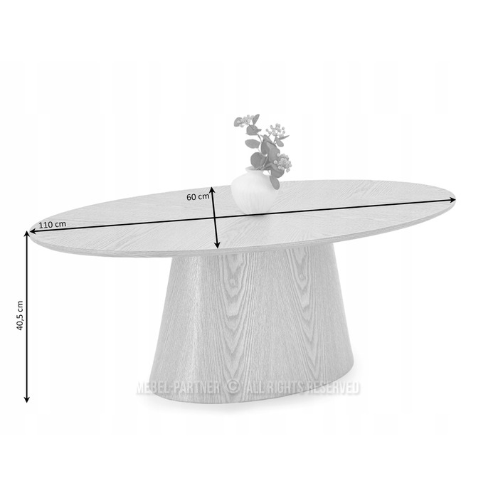 Журнальний стіл Mebel-Partner овальний, 110 x 60 x 40,5 см, колір: горіх