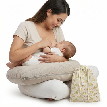 Надувна подушка для годування Zoula Kidz Stillmond Mondkissen - портативна, з бавовняним чохлом OEKO-TEX, регульована висота, для подорожей